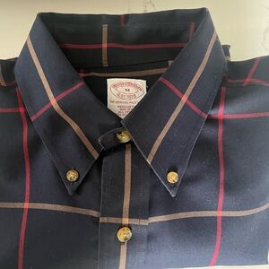 Brooks Brothers Black Plaid Shirt with Red and Tan Accents